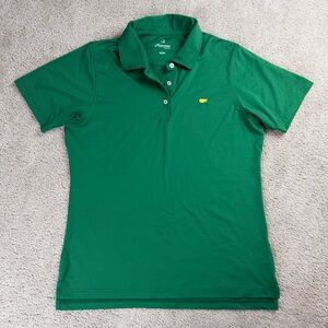 Masters Tech Women's Green Golf Polo Shirt Logo Short Sleeve Size L